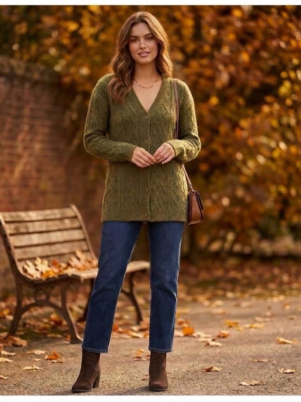 🆕 NWT Talbots Olive Green Longline Cable Knit Cardigan Sweater Wool Alpaca Blend